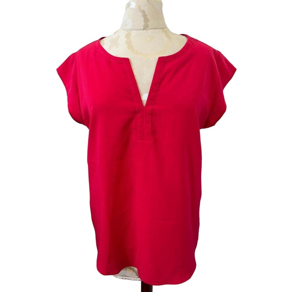 Van Heusen Short Sleeve Split Neckline Blouse Large